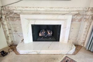 Marble Fireplace Hearth and Surround with Mitered Risers